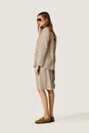 Beige Striped Open-Back Blazer