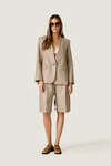 Beige Striped Longline Tailored Shorts
