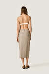 Beige Striped Midi Skirt
