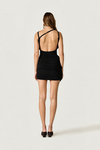 Black Draped Mini Dress with Open Back