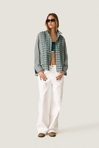 Oversized Shirt with Green Check Mix - PNK Casual