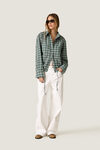 Green Check Shirt with Adjustable Drawstring