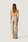 Beige Straight-Leg Fine Check Trousers