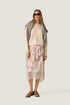 Asymmetric Check Midi Skirt with Underskirt