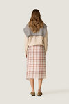 Asymmetric Check Midi Skirt with Underskirt