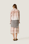 Asymmetric Check Midi Skirt with Underskirt