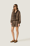 Brown Jacket with Ruffle Details