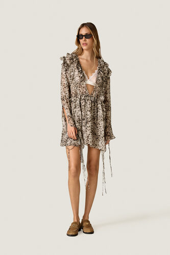 Leopard Print Mini Dress with Ruffles - PNK Casual
