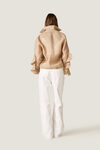 Beige Blouse with Ruffles and Waist Tie