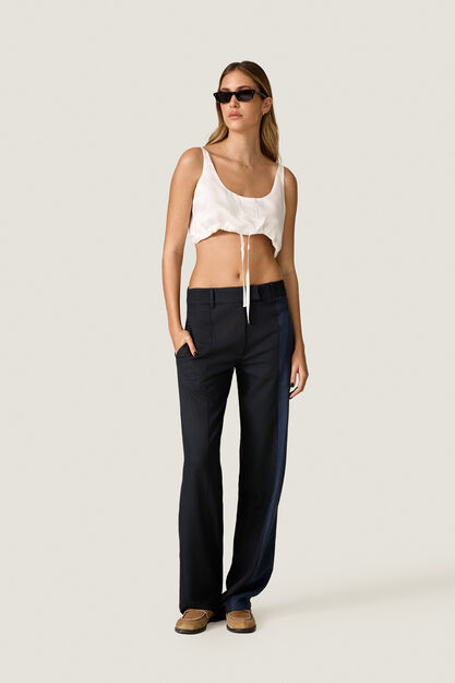 Pantaloni in contrast negru-bleumarin