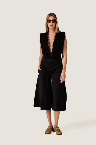 Draped Bodysuit with Lace - PNK Casual