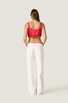 Red Silk Crop Top with Adjustable Tie