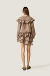 Taupe Beige Skirt With Ruffled Details