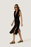 Black Midi Trousers with Side Slits