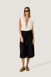 Black Midi Trousers with Side Slits