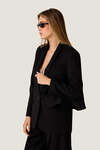Black Blazer with Sculptural Ruffle Sleeves