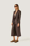 Brown Culotte Trousers with Satin Waistband Detail
