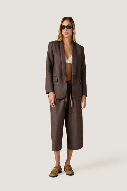 Brown Tailored Blazer with Shawl Lapels