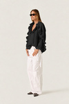 Black Ruffle Blouse with Voluminous Sleeves