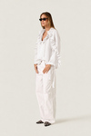White Ruffle Blouse with Voluminous Sleeves